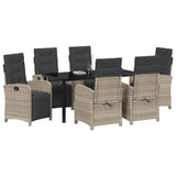 Set da Pranzo per Giardino 7 pcs Grigio chiaro polyrattan