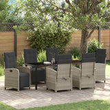 Set da Pranzo per Giardino 7 pcs Grigio chiaro polyrattan