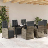 Set da Pranzo per Giardino 7 pcs Grigio chiaro polyrattan