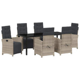 Set da Pranzo per Giardino 7 pcs Grigio chiaro polyrattan