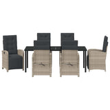 Set da Pranzo per Giardino 7 pcs Grigio chiaro polyrattan