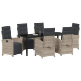 Set da Pranzo per Giardino 7 pcs Grigio chiaro polyrattan