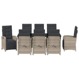 Set da Pranzo per Giardino 9 pcs Grigio chiaro polyrattan