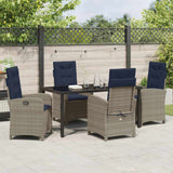 Set da Pranzo per Giardino con cuscino 5 pcs Grigio polyrattan