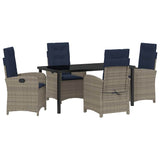 Set da Pranzo per Giardino con cuscino 5 pcs Grigio polyrattan