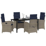 Set da Pranzo per Giardino con cuscino 5 pcs Grigio polyrattan