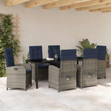 Set da Pranzo per Giardino con cuscino 7 pcs Grigio polyrattan