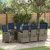 Set da Pranzo per Giardino con cuscino 9 pcs Grigio polyrattan