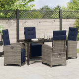Set da Pranzo per Giardino con cuscino 5 pcs Grigio polyrattan