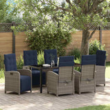 Set da Pranzo per Giardino con cuscino 7 pcs Grigio polyrattan