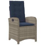 Set da Pranzo per Giardino con cuscino 7 pcs Grigio polyrattan