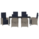 Set da Pranzo per Giardino con cuscino 7 pcs Grigio polyrattan