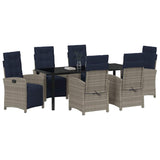 Set da Pranzo per Giardino con cuscino 7 pcs Grigio polyrattan