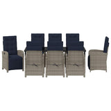 Set da Pranzo per Giardino con cuscino 9 pcs Grigio polyrattan