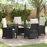 Set da Pranzo per Giardino con cuscino 5 pcs Nero polyrattan