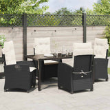 Set da Pranzo per Giardino con cuscino 5 pcs Nero polyrattan