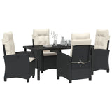 Set da Pranzo per Giardino con cuscino 5 pcs Nero polyrattan