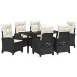 Set da Pranzo per Giardino con cuscino 7 pcs Nero polyrattan