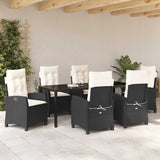 Set da Pranzo per Giardino con cuscino 7 pcs Nero polyrattan