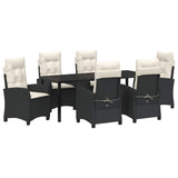 Set da Pranzo per Giardino con cuscino 7 pcs Nero polyrattan