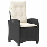 Set da Pranzo per Giardino con cuscino 7 pcs Nero polyrattan