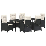 Set da Pranzo per Giardino con cuscino 7 pcs Nero polyrattan