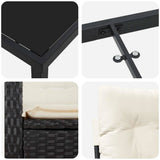 Set da Pranzo per Giardino con cuscino 9 pcs Nero polyrattan