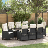 Set da Pranzo per Giardino con cuscino 9 pcs Nero polyrattan