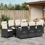 Set da Pranzo per Giardino con cuscino 9 pcs Nero polyrattan