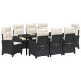 Set da Pranzo per Giardino con cuscino 9 pcs Nero polyrattan