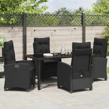 Set da Pranzo per Giardino con cuscino 5 pcs Nero polyrattan