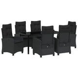 Set da Pranzo per Giardino con cuscino 7 pcs Nero polyrattan