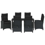 Set da Pranzo per Giardino con cuscino 7 pcs Nero polyrattan