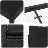 Set da Pranzo per Giardino con cuscino 7 pcs Nero polyrattan