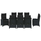 Set da Pranzo per Giardino con cuscino 9 pcs Nero polyrattan