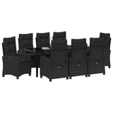 Set da Pranzo per Giardino con cuscino 9 pcs Nero polyrattan