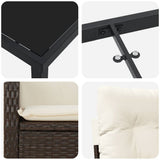 Set da Pranzo per Giardino con cuscino 9 pcs Marrone polyrattan
