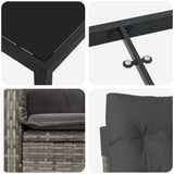 Set da Pranzo per Giardino con cuscino 5 pcs Grigio polyrattan