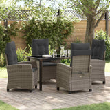 Set da Pranzo per Giardino con cuscino 5 pcs Grigio polyrattan