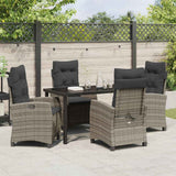 Set da Pranzo per Giardino con cuscino 5 pcs Grigio polyrattan