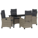 Set da Pranzo per Giardino con cuscino 5 pcs Grigio polyrattan