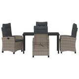 Set da Pranzo per Giardino con cuscino 5 pcs Grigio polyrattan