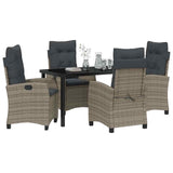Set da Pranzo per Giardino con cuscino 5 pcs Grigio polyrattan