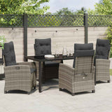 Set da Pranzo per Giardino con cuscino 5 pcs Grigio polyrattan