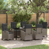 Set da Pranzo per Giardino con cuscino 7 pcs Grigio polyrattan