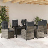 Set da Pranzo per Giardino con cuscino 7 pcs Grigio polyrattan