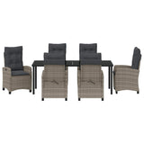 Set da Pranzo per Giardino con cuscino 7 pcs Grigio polyrattan