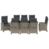 Set da Pranzo per Giardino con cuscino 9 pcs Grigio polyrattan
