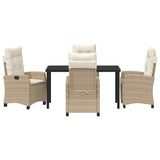 Set da Pranzo per Giardino con cuscino 5 pcs Beige polyrattan