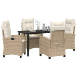 Set da Pranzo per Giardino con cuscino 5 pcs Beige polyrattan